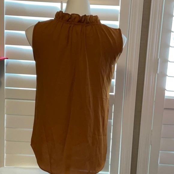 Elegant Ruffled Sleeveless Blouse - Brown - Picture 4 of 8